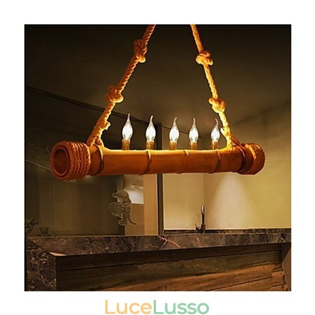 Lampadario decorativo in bambù con nostalgia pastorale da caffè Lampadario decorativo in bambù con nostalgia pastorale da caffè
