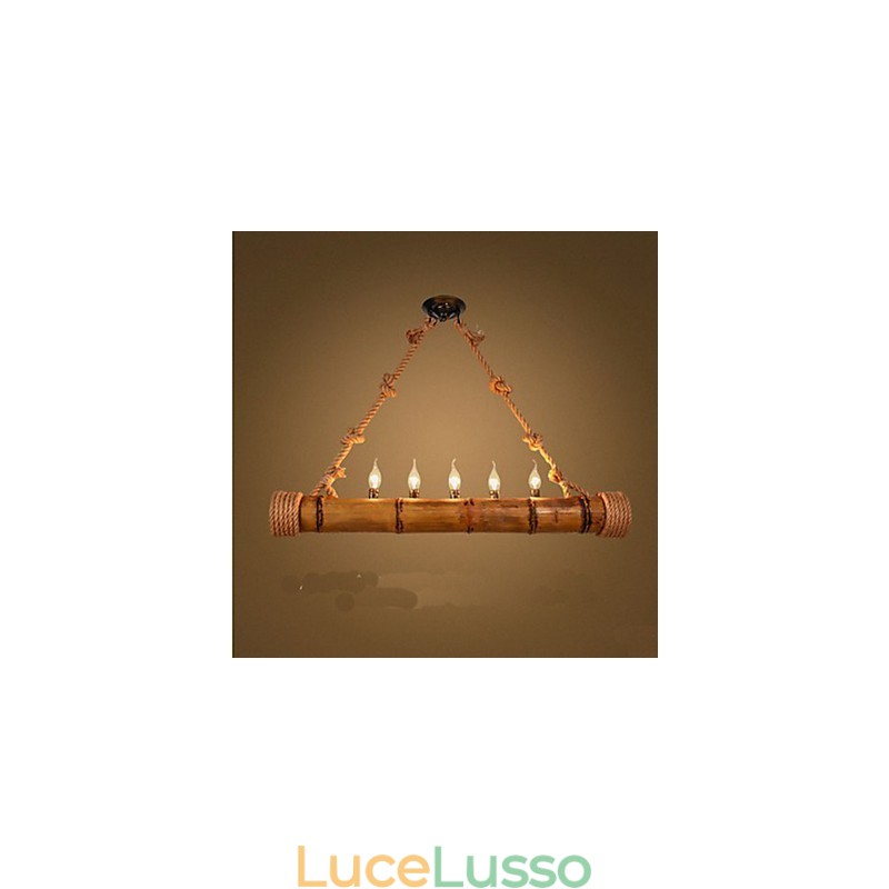 Lampadario decorativo in bambù con nostalgia pastorale da caffè