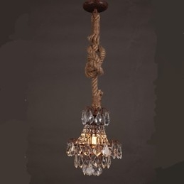 Lampadario di cristallo imitazione vento industriale in canapa retrò