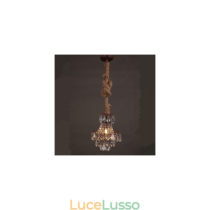 Lampadario di cristallo imitazione vento industriale in canapa retrò