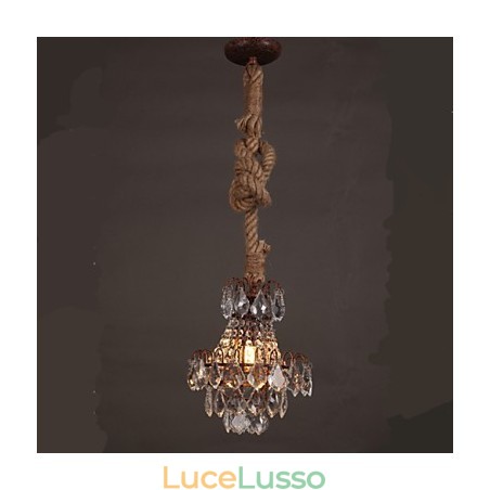 Lampadario di cristallo imitazione vento industriale in canapa retrò Lampadario di cristallo imitazione vento industriale in canapa retrò