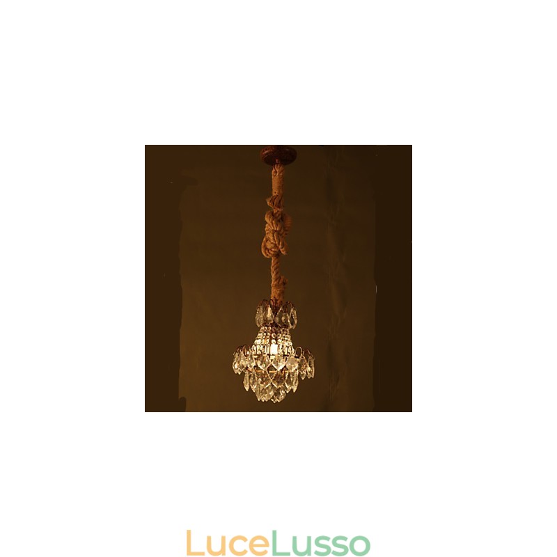Lampadario di cristallo imitazione vento industriale in canapa retrò