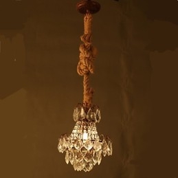 Lampadario di cristallo imitazione vento industriale in canapa retrò