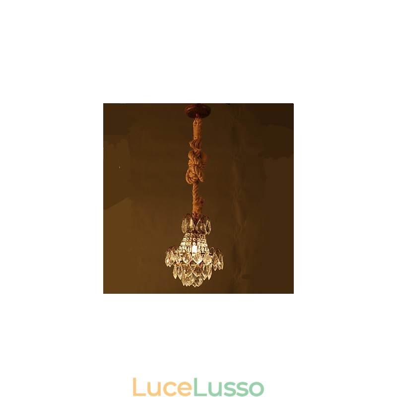 Lampadario di cristallo imitazione vento industriale in canapa retrò
