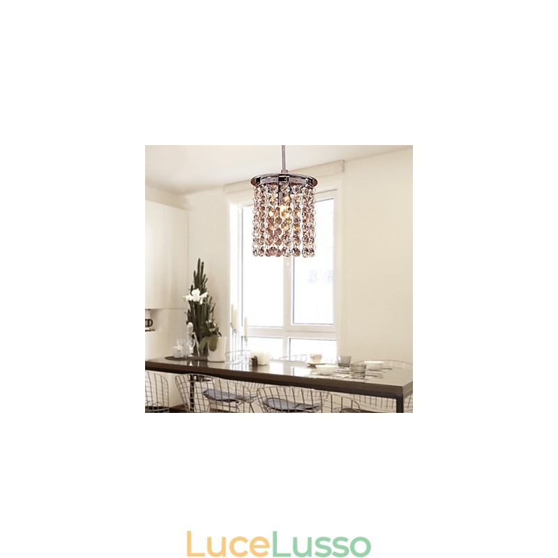 Lampada a sospensione moderna e contemporanea in cristallo mini stile elettroplaccato