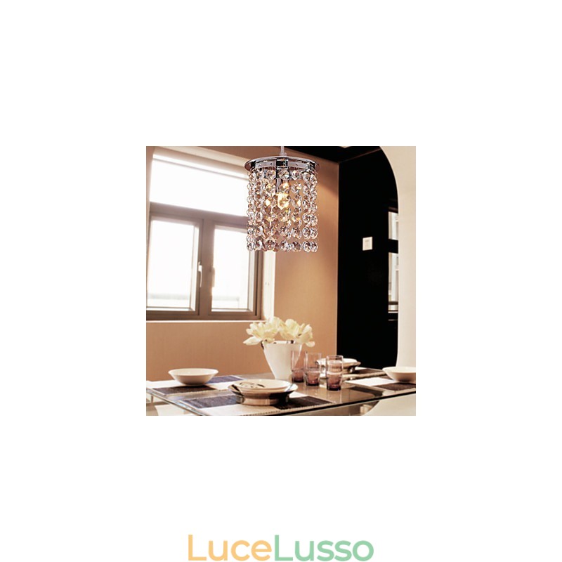 Lampada a sospensione moderna e contemporanea in cristallo mini stile elettroplaccato
