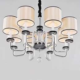 Lampadario moderno contemporaneo in metallo cromato e cristallo