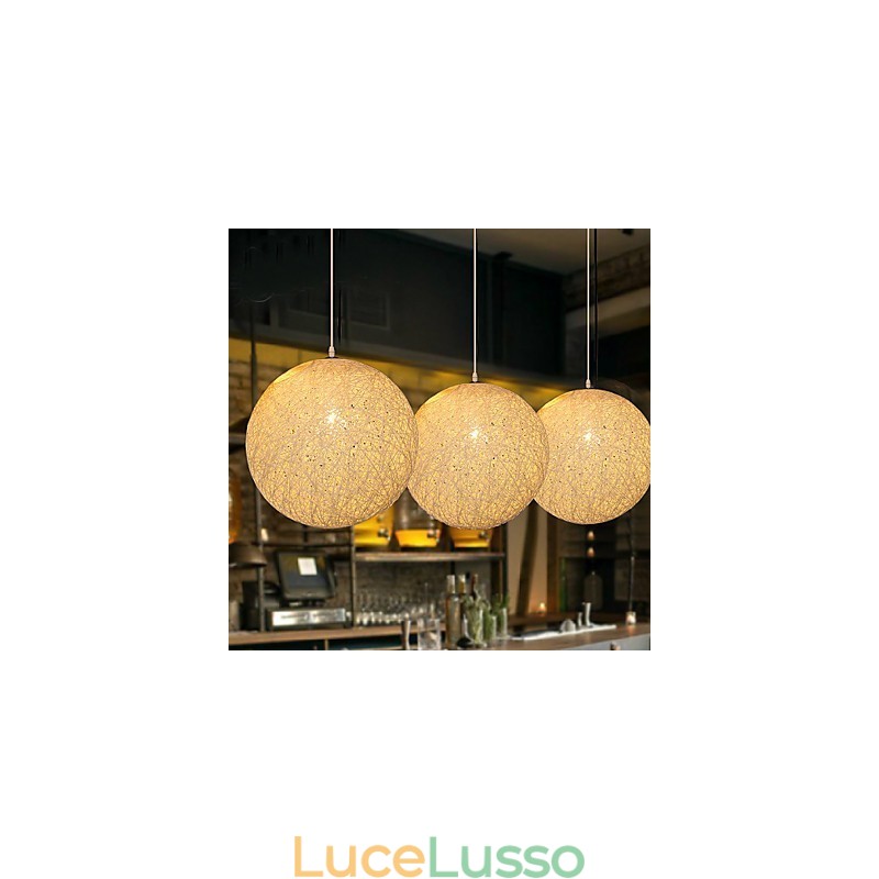Lampada a sospensione a forma di palla di canapa, sferica e contemporanea, con contratto