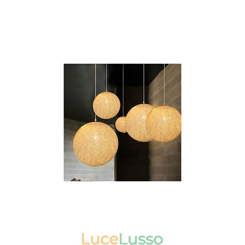 Lampada a sospensione a forma di palla di canapa, sferica e contemporanea, con contratto