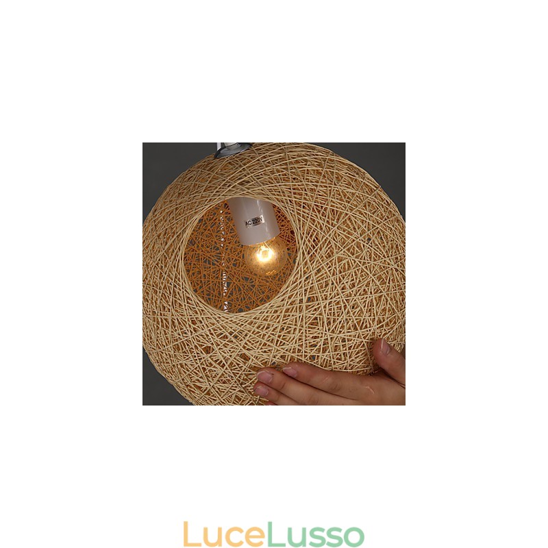 Lampada a sospensione a forma di palla di canapa, sferica e contemporanea, con contratto
