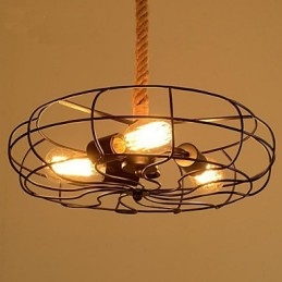Lampadario con ventilatore industriale creativo in corda di ferro americano d'epoca