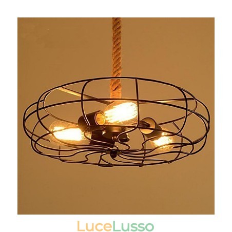 Lampadario con ventilatore industriale creativo in corda di ferro americano d'epoca Lampadario con ventilatore industriale creativo in corda di ferro americano d'epoca