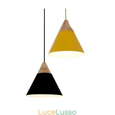 Mini lampada a sospensione artistica a cono 1 luce Modern Simplicity Finish Nero Bianco Giallo Alluminio e luce a goccia in legno Mini lampada a sospensione artistica a cono 1 luce Modern Simplicity Finish Nero Bianco Giallo Alluminio e luce a goccia in legno