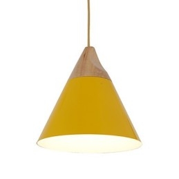 Mini lampada a sospensione artistica a cono 1 luce Modern Simplicity Finish Nero Bianco Giallo Alluminio e luce a goccia in legno