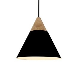 Mini lampada a sospensione artistica a cono 1 luce Modern Simplicity Finish Nero Bianco Giallo Alluminio e luce a goccia in legno