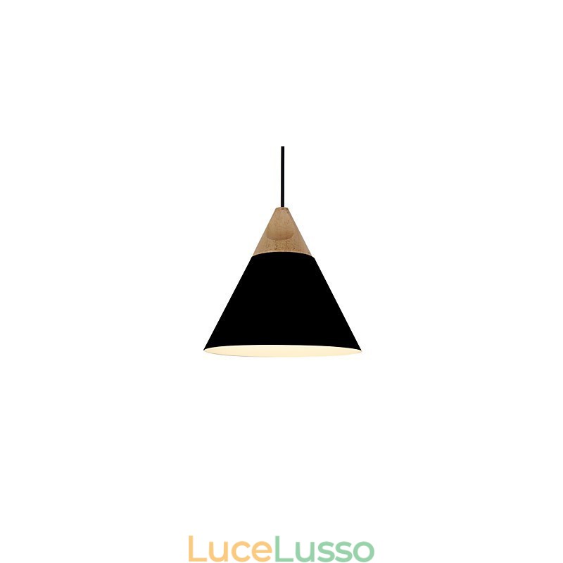 Mini lampada a sospensione artistica a cono 1 luce Modern Simplicity Finish Nero Bianco Giallo Alluminio e luce a goccia in legno
