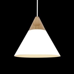 Mini lampada a sospensione artistica a cono 1 luce Modern Simplicity Finish Nero Bianco Giallo Alluminio e luce a goccia in legno