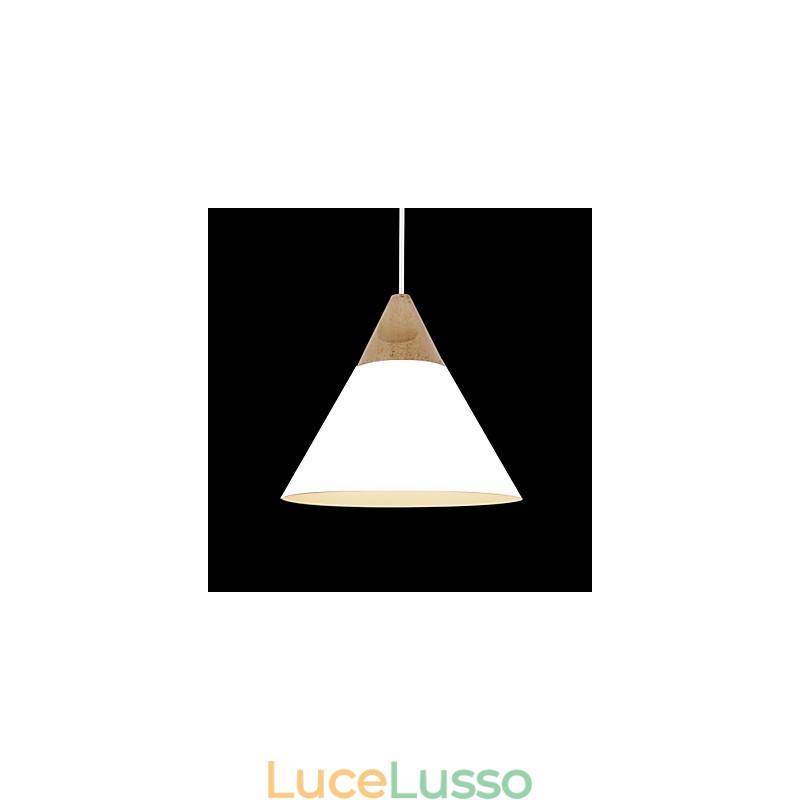 Mini lampada a sospensione artistica a cono 1 luce Modern Simplicity Finish Nero Bianco Giallo Alluminio e luce a goccia in legno