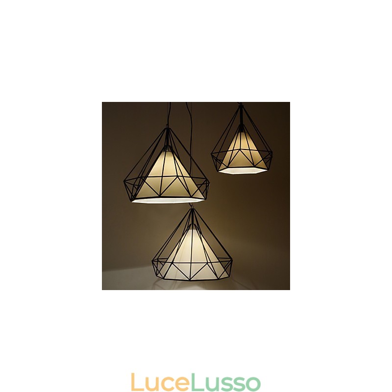 Lampada a sospensione Diamond Mini 1 luce Moderna semplicità Nero e bianco finitura in acciaio al carbonio panno Droplight