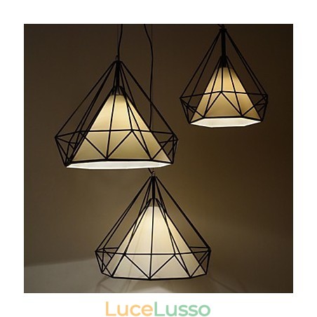 Lampada a sospensione Diamond Mini 1 luce Moderna semplicità Nero e bianco finitura in acciaio al carbonio panno Droplight