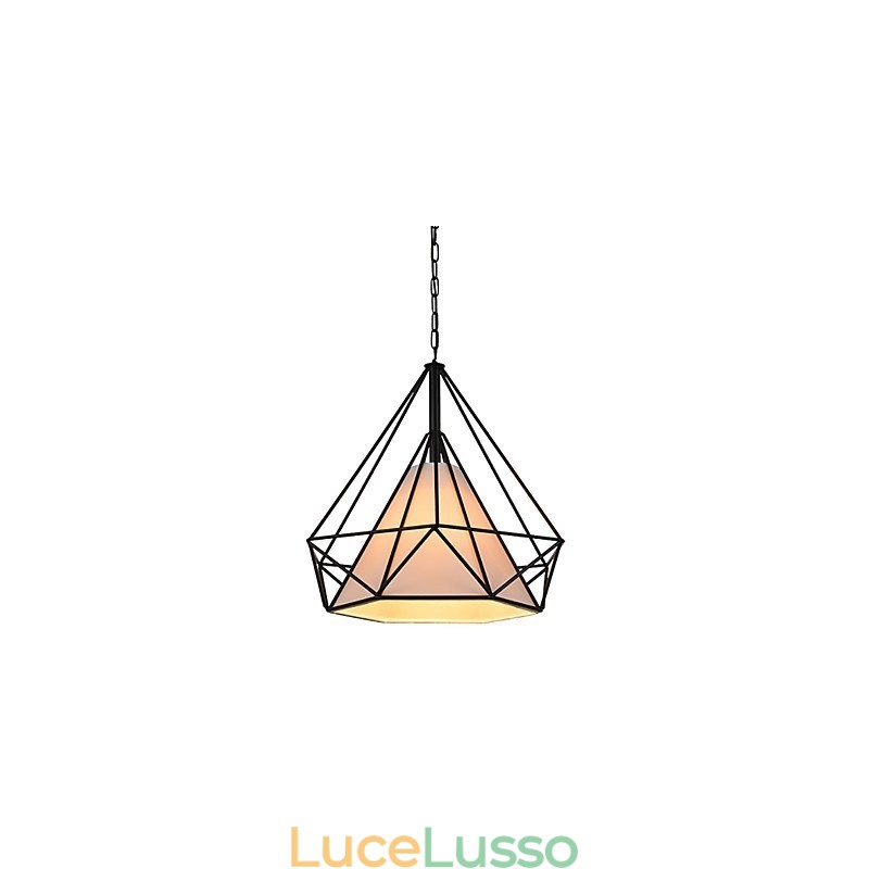 Lampada a sospensione Diamond Mini 1 luce Moderna semplicità Nero e bianco finitura in acciaio al carbonio panno Droplight