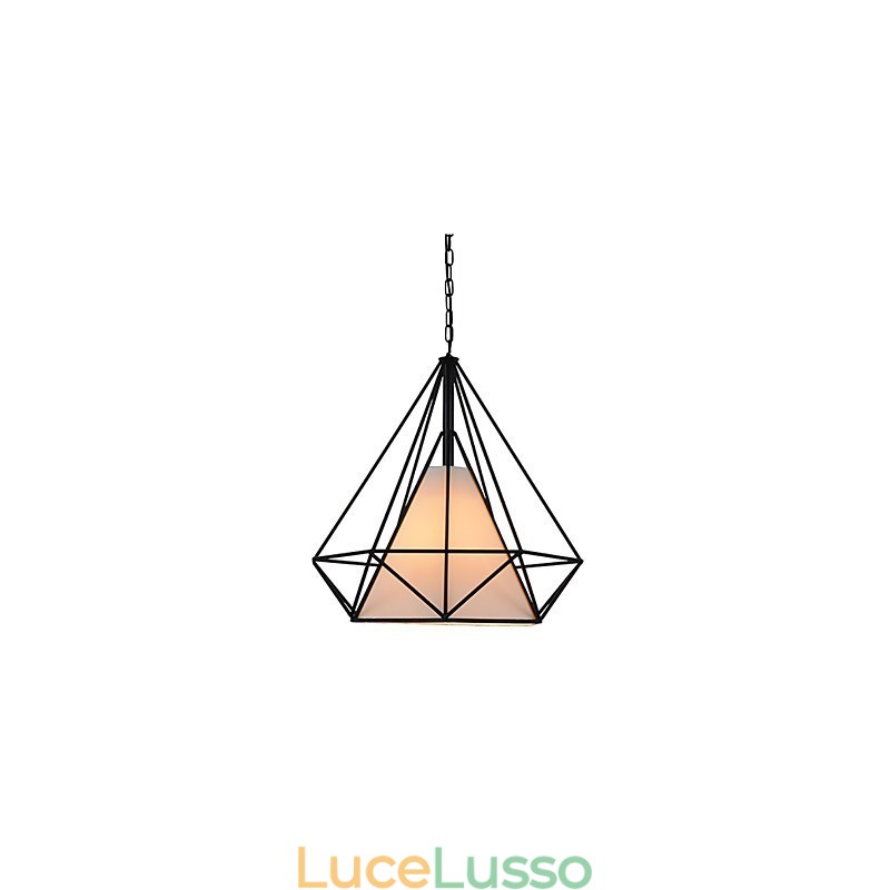 Lampada a sospensione Diamond Mini 1 luce Moderna semplicità Nero e bianco finitura in acciaio al carbonio panno Droplight