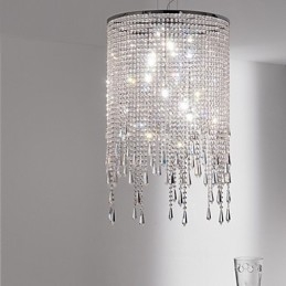 Lampada a sospensione moderna in metallo e cristallo contemporaneo