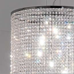 Lampada a sospensione moderna in metallo e cristallo contemporaneo