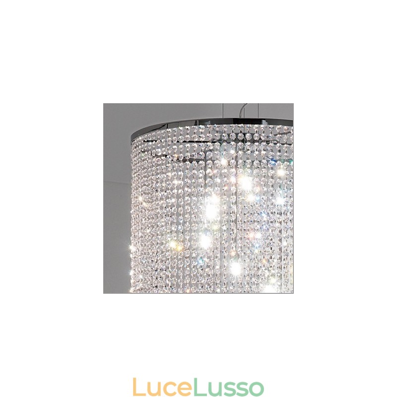 Lampada a sospensione moderna in metallo e cristallo contemporaneo