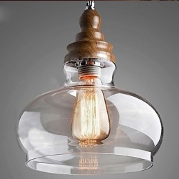 Lampada a sospensione in cristallo di legno in stile vintage (diametro 24 cm)