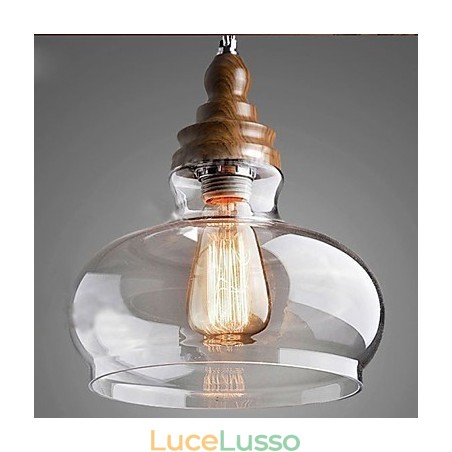 Lampada a sospensione in cristallo di legno in stile vintage (diametro 24 cm) Lampada a sospensione in cristallo di legno in stile vintage (diametro 24 cm)