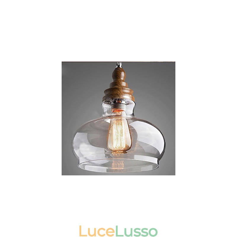 Lampada a sospensione in cristallo di legno in stile vintage (diametro 24 cm)