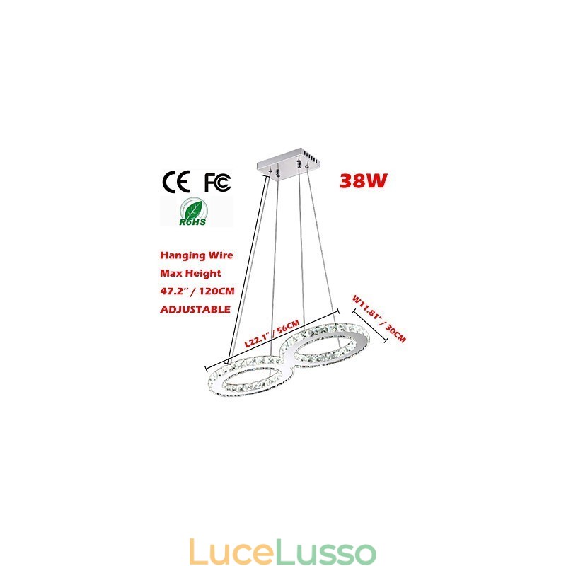 Lampadario a sospensione in cristallo per soffitto