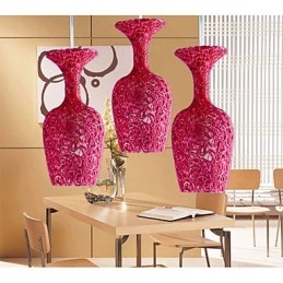 Lampadario in alluminio intrecciato con tre teste a forma di mela