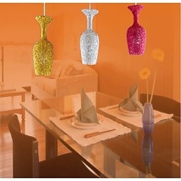 Lampadario in alluminio intrecciato con tre teste a forma di mela