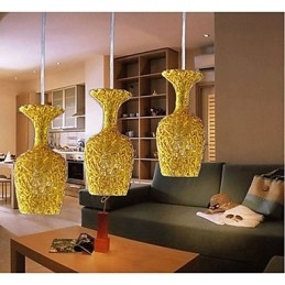 Lampadario in alluminio intrecciato con tre teste a forma di mela