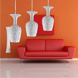 Lampadario in alluminio intrecciato con tre teste a forma di mela