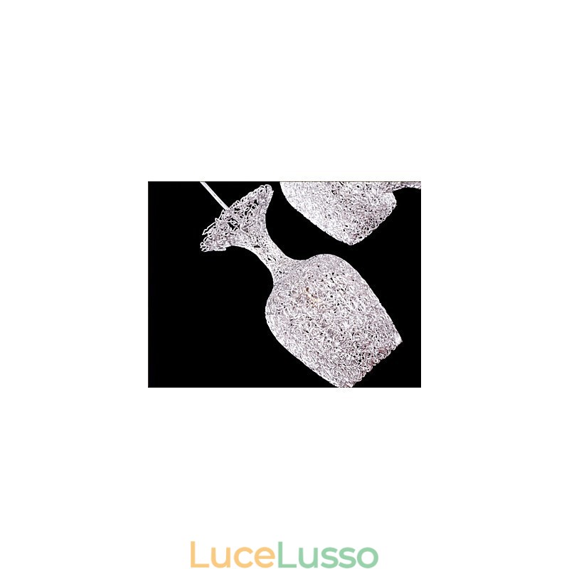 Lampadario in alluminio intrecciato con tre teste a forma di mela