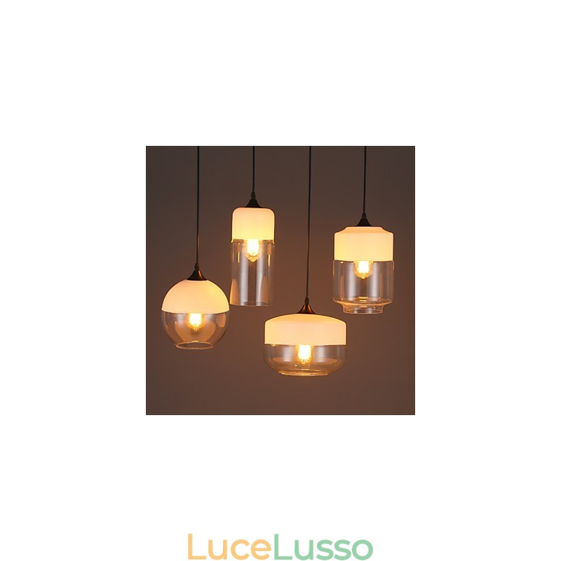 Lampadario in ferro battuto e vetro di Nordic Creative Stair Shop