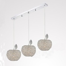 Lampadario in alluminio intrecciato con lampada a tre teste Apple