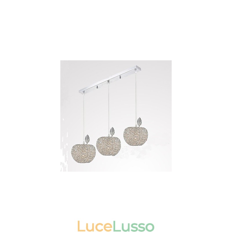 Lampadario in alluminio intrecciato con lampada a tre teste Apple