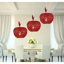 Lampadario in alluminio intrecciato con lampada a tre teste Apple