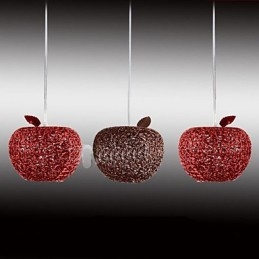 Lampadario in alluminio intrecciato con lampada a tre teste Apple