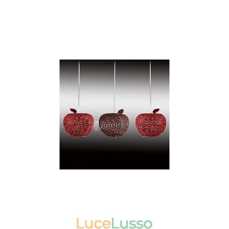Lampadario in alluminio intrecciato con lampada a tre teste Apple