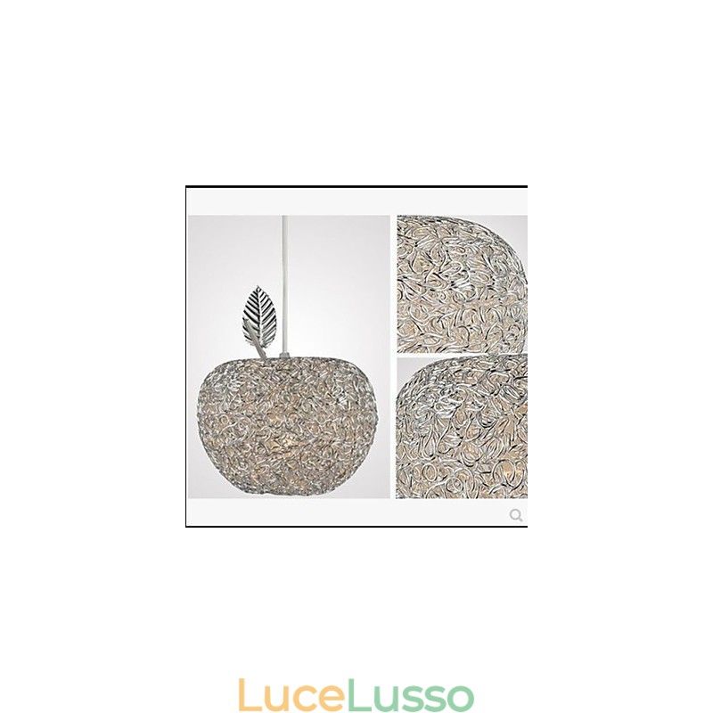 Lampadario in alluminio intrecciato con lampada a tre teste Apple