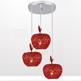 Lampadario in alluminio intrecciato con lampada a tre teste Apple A