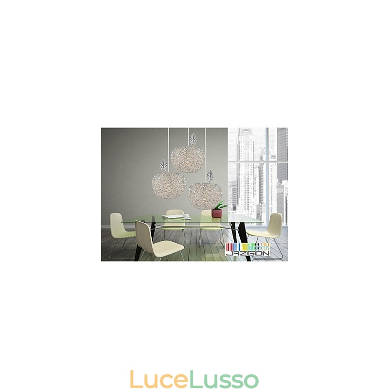Lampadario in alluminio intrecciato con lampada a tre teste Apple A
