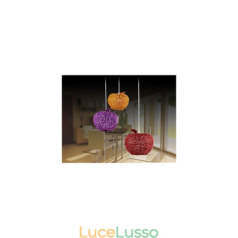 Lampadario in alluminio intrecciato con lampada a tre teste Apple A