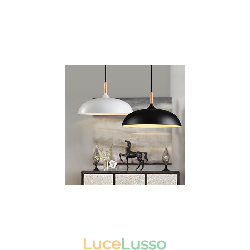 Lampada a sospensione retrò in legno + metallo Lampada a sospensione da caffè