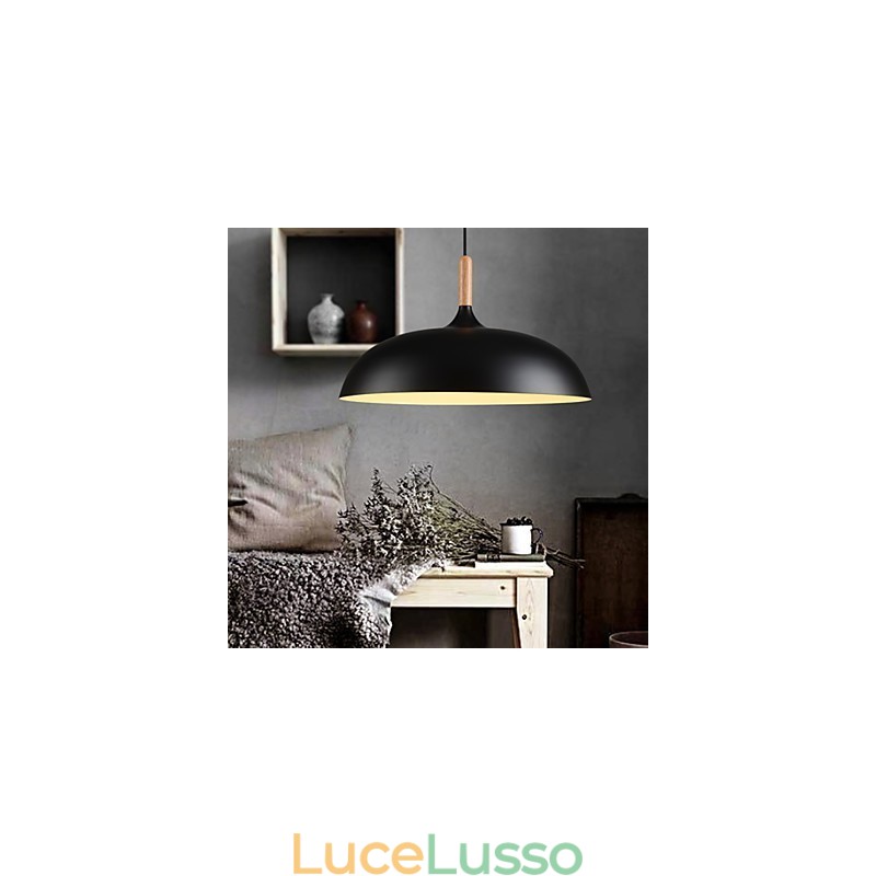 Lampada a sospensione retrò in legno + metallo Lampada a sospensione da caffè